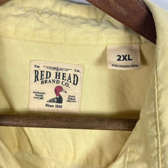 Red Head Brand Co Mens Button Up Shirt Long Sleeve Flap Pockets Yellow Size 2XL - Picture 3 of 4